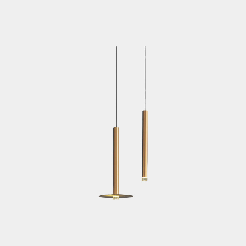 Pendant Light Aluminum Tube 17.7 in Gold Modern Living Room Dining Kitchen Island Hanging LED Fixture Adjustable | Thomler