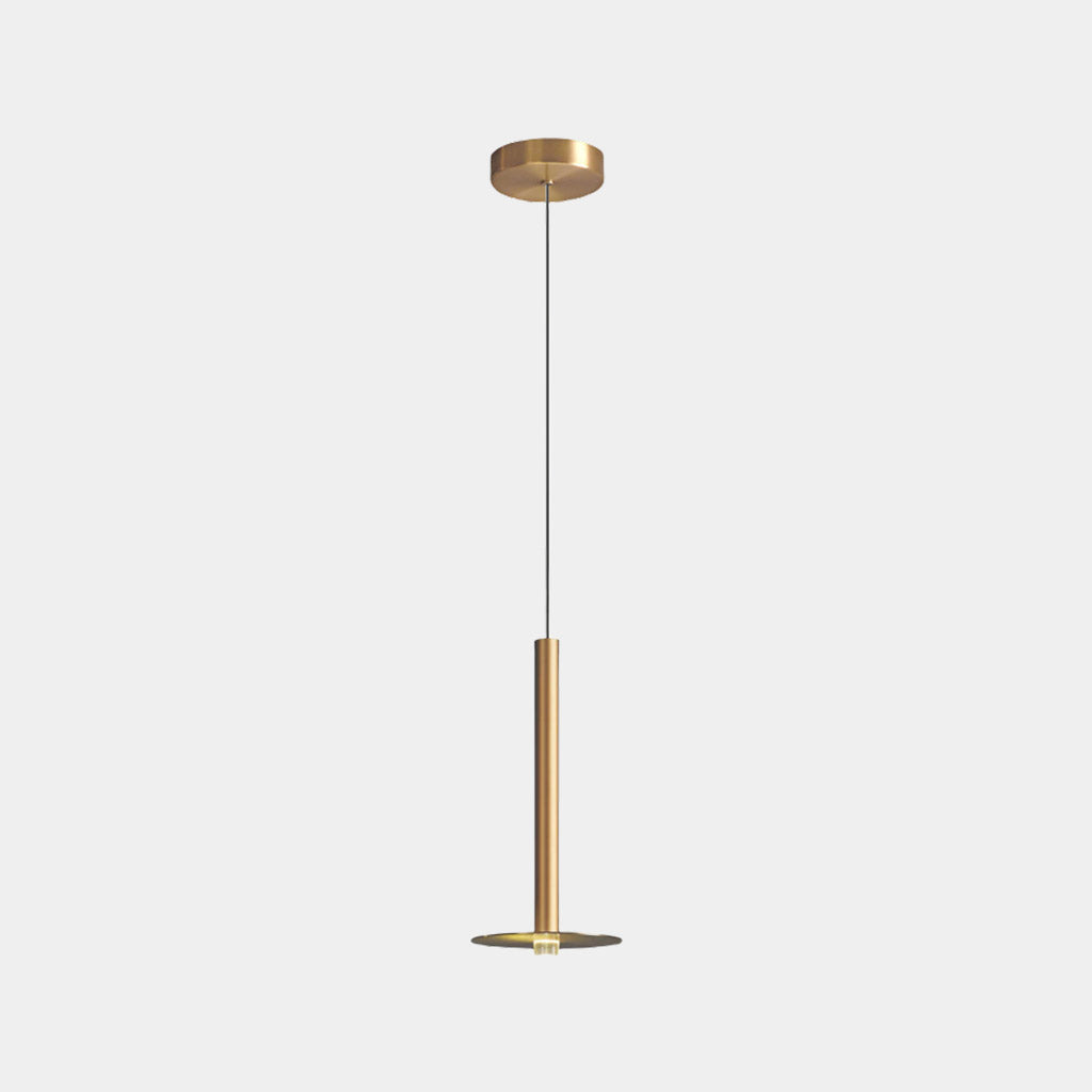 Pendant Light Aluminum Tube 17.7 in Gold Modern Living Room Dining Kitchen Island Hanging LED Fixture Adjustable | Thomler