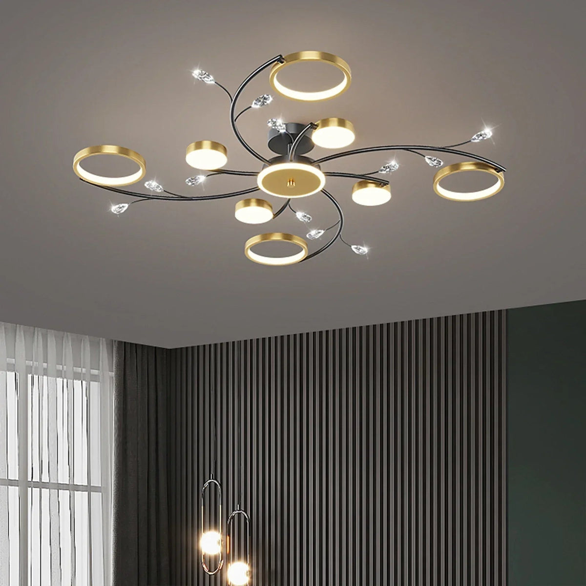 Dimmable LED Pendant Light with Remote Control for Living Room, Dining Room & Bedroom | Contemporary Metal Fixture | Adjustable Brightness | Thomler