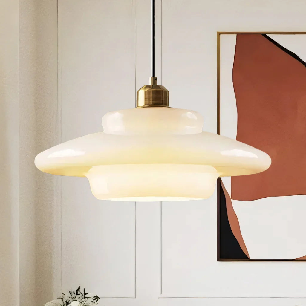 Pendant Light Glass 12.6 in Adjustable Art Deco Dining Room Kitchen Island Hanging Ceiling Lamp | Thomler