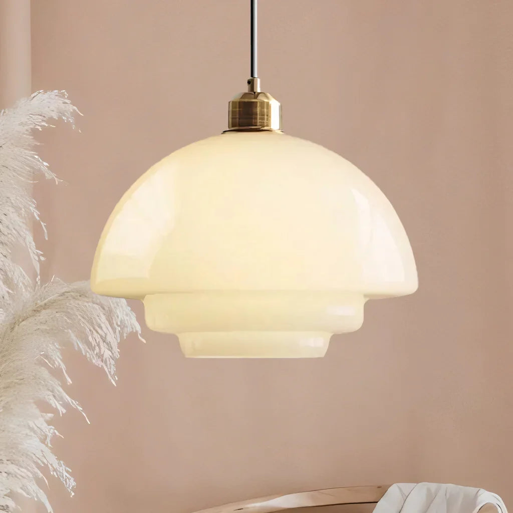Pendant Light Glass 12.6 in Adjustable Art Deco Dining Room Kitchen Island Hanging Ceiling Lamp | Thomler