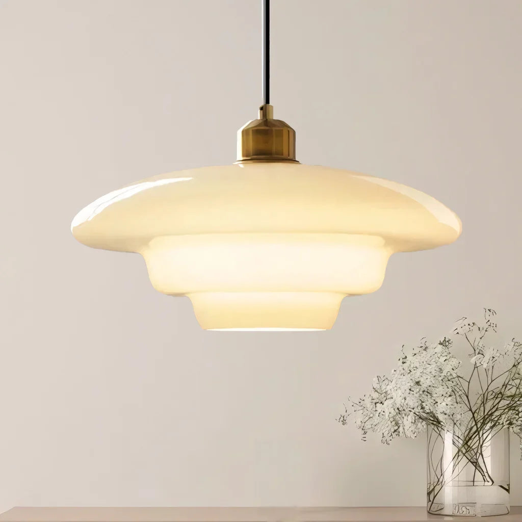 Pendant Light Glass 12.6 in Adjustable Art Deco Dining Room Kitchen Island Hanging Ceiling Lamp | Thomler