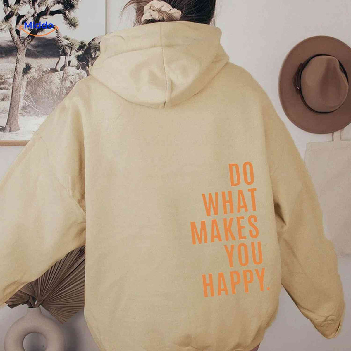 Relaxed-Fit Motivational Pullover Hoodie with Drop Shoulders – Soft Cotton Blend for Women | Thomler