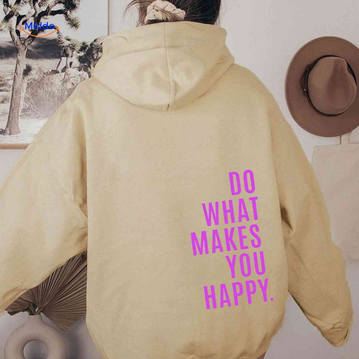 Relaxed-Fit Motivational Pullover Hoodie with Drop Shoulders – Soft Cotton Blend for Women | Thomler
