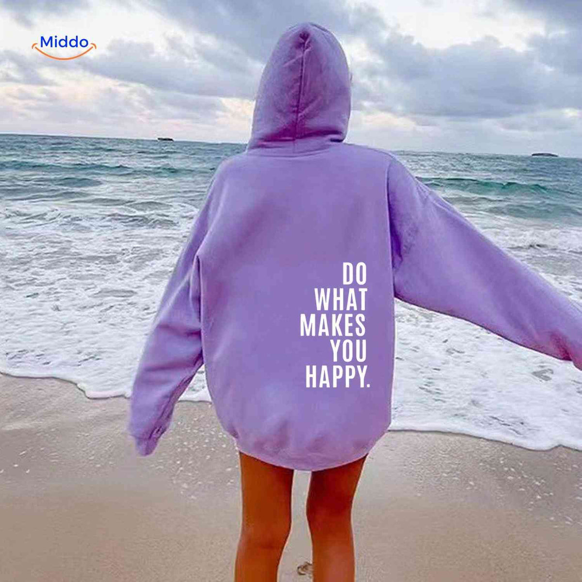 Relaxed-Fit Motivational Pullover Hoodie with Drop Shoulders – Soft Cotton Blend for Women | Thomler