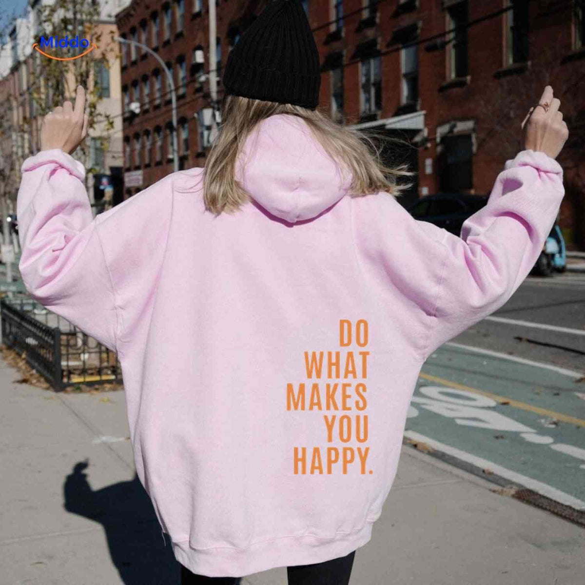Relaxed-Fit Motivational Pullover Hoodie with Drop Shoulders – Soft Cotton Blend for Women | Thomler