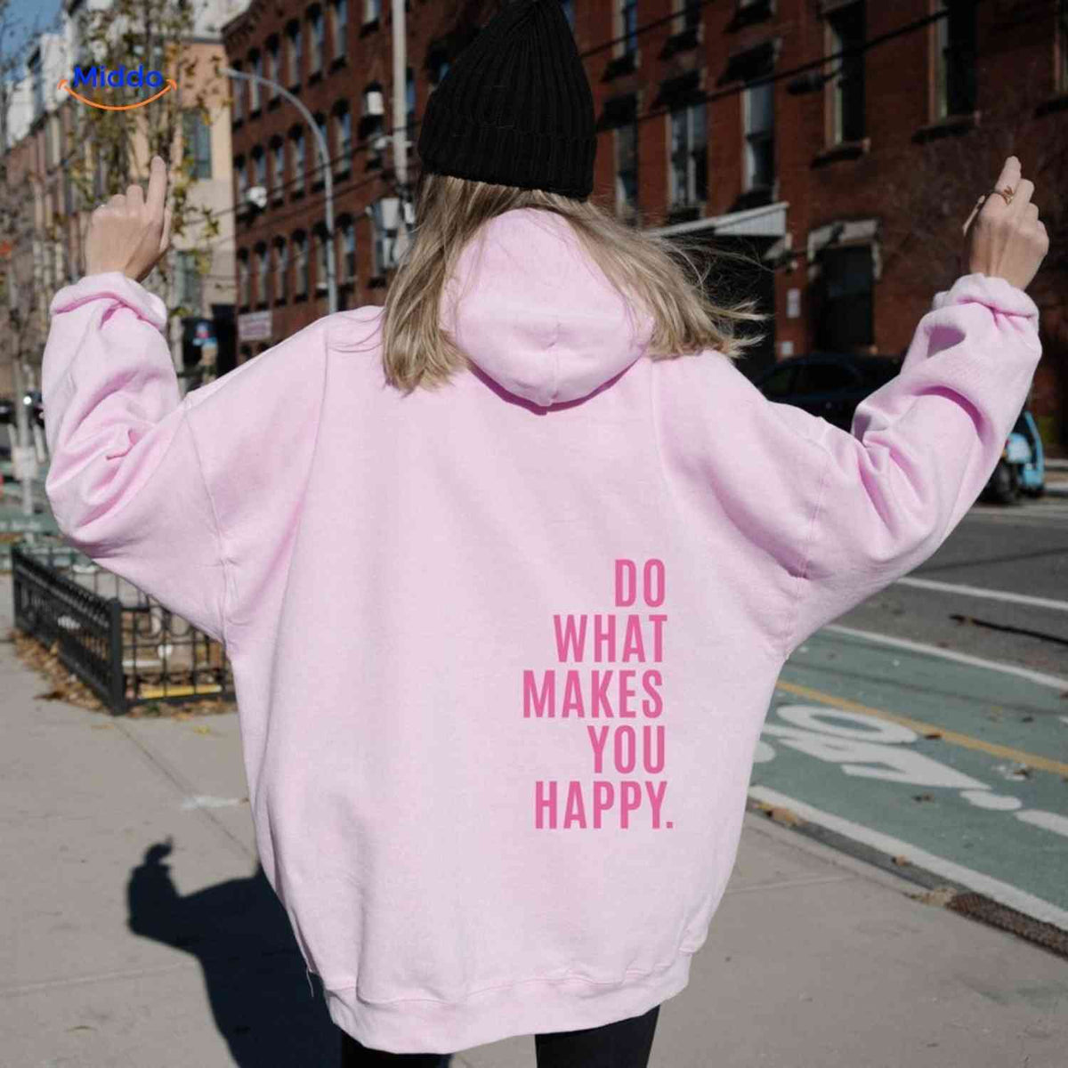 Relaxed-Fit Motivational Pullover Hoodie with Drop Shoulders – Soft Cotton Blend for Women | Thomler