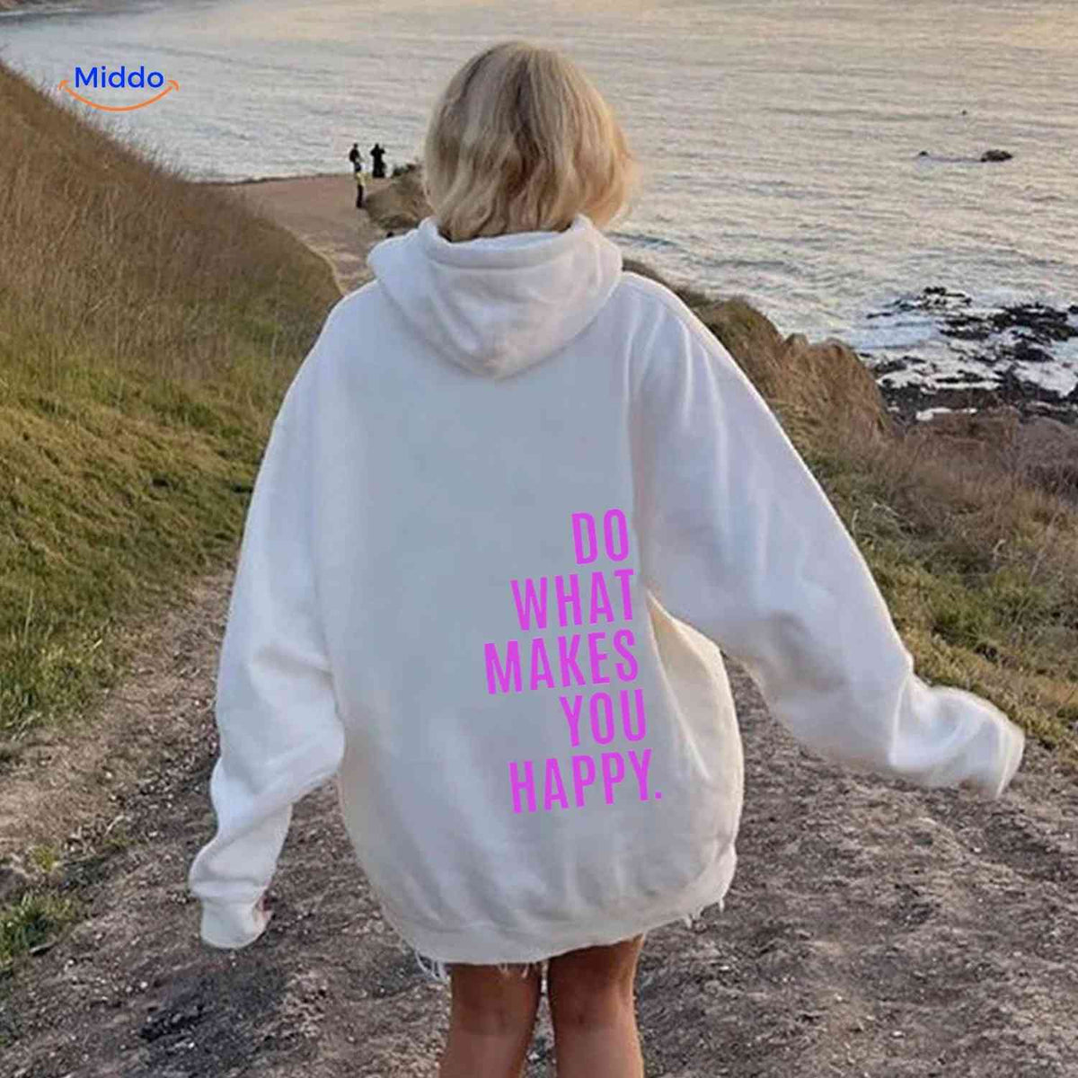Relaxed-Fit Motivational Pullover Hoodie with Drop Shoulders – Soft Cotton Blend for Women | Thomler