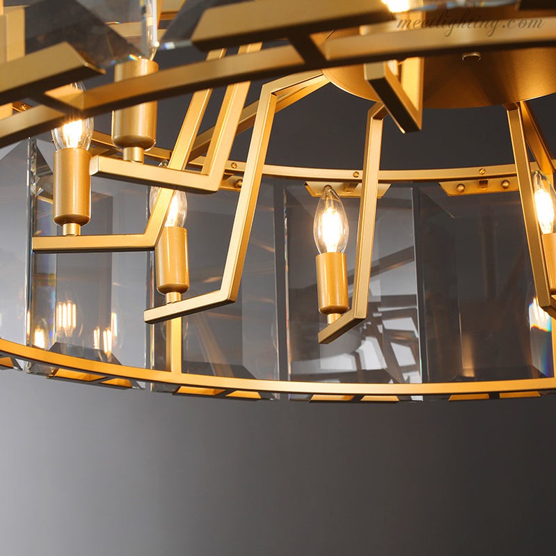 19-Inch Round Crystal Chandelier with Faceted Glass Prisms for Dining Room & Living Room | Thomler