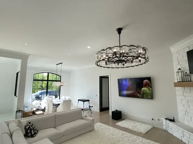 Round Crystal Chandelier 31 Inch 7-Light Fixture Iron Frame for Dining Room Foyer Entryway Living Room Bedroom Statement Lighting | Thomler