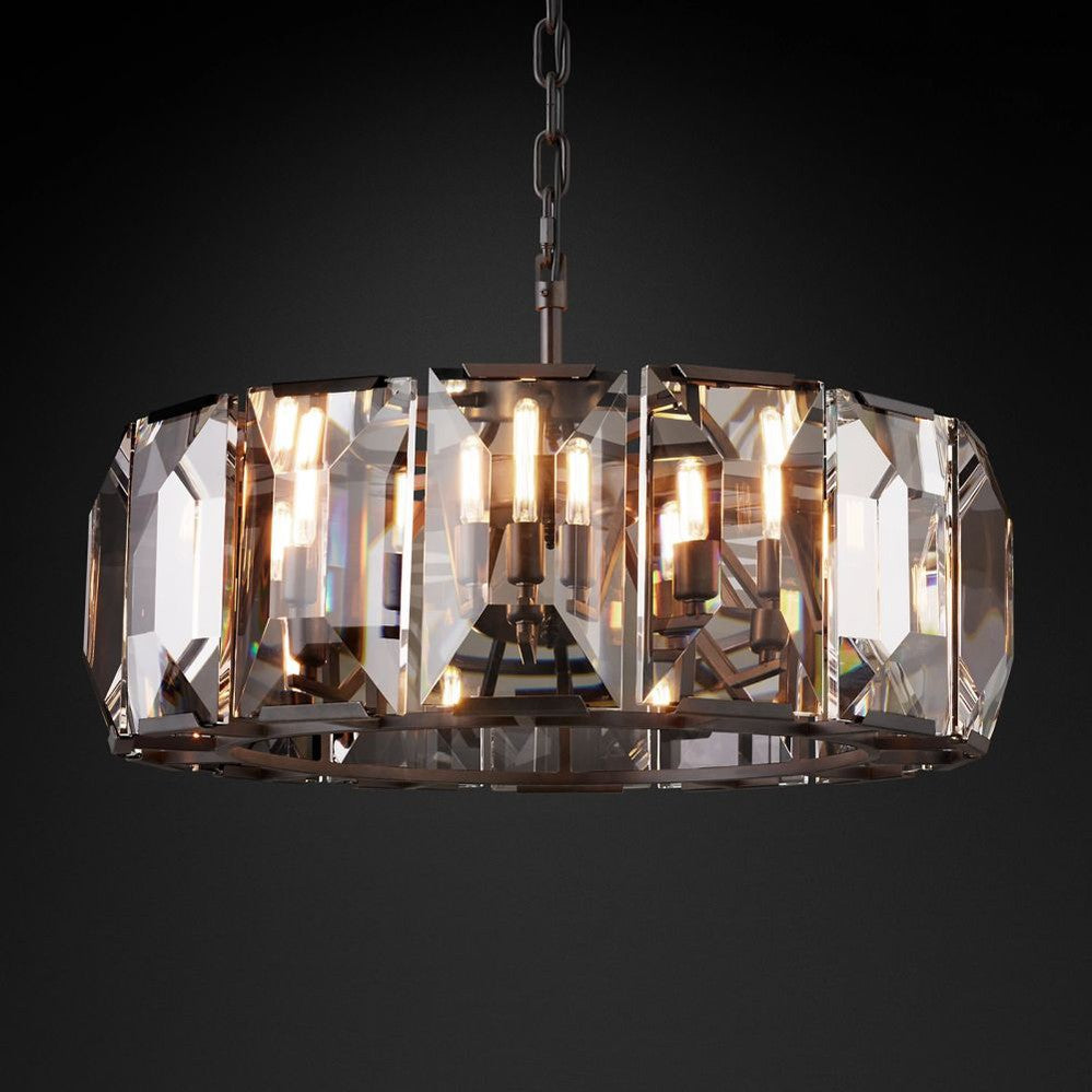 Round Crystal Chandelier 31 Inch 7-Light Fixture Iron Frame for Dining Room Foyer Entryway Living Room Bedroom Statement Lighting | Thomler