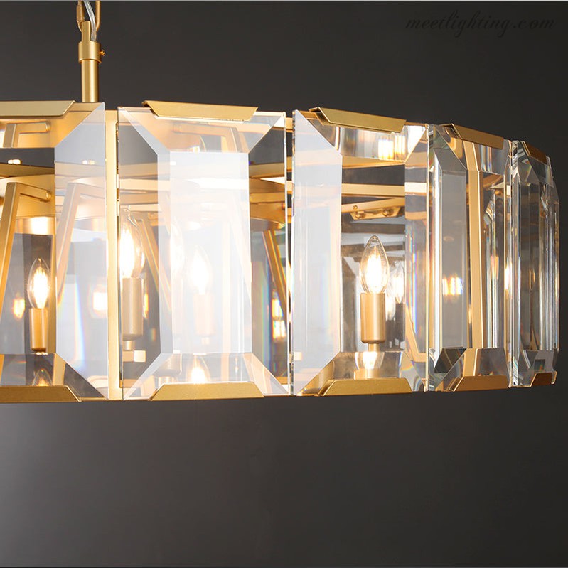Round Crystal Chandelier 31 Inch 7-Light Fixture Iron Frame for Dining Room Foyer Entryway Living Room Bedroom Statement Lighting | Thomler