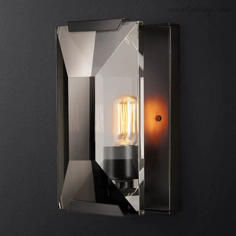 Faceted Crystal Glass Wall Light Fixture with Metal Frame for Living Room & Hallway | Thomler