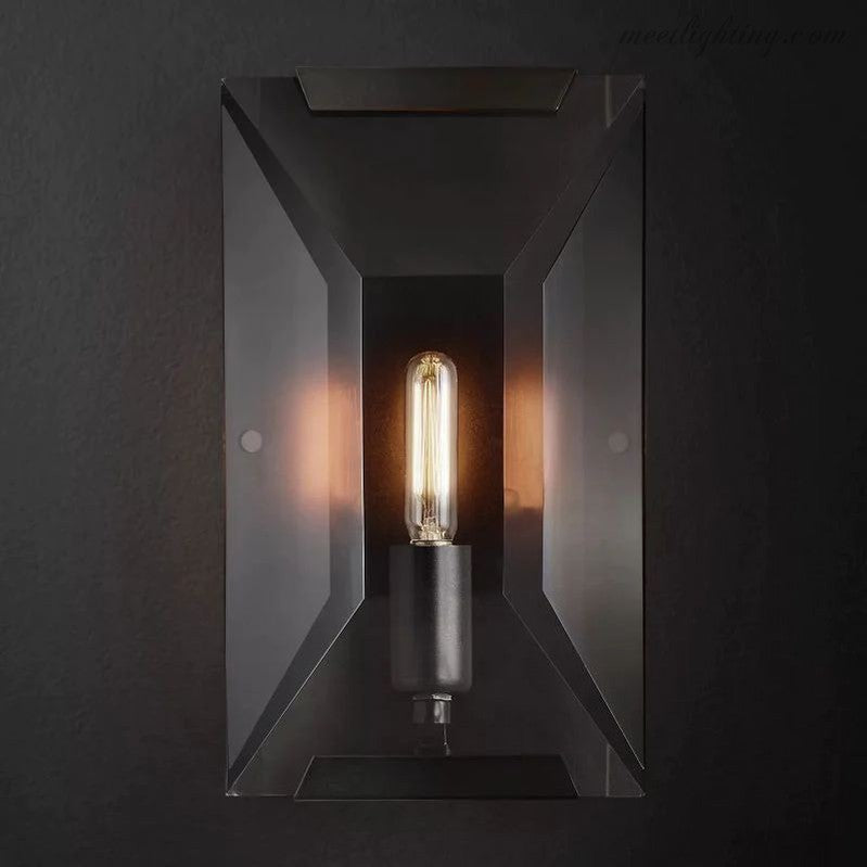 Faceted Crystal Glass Wall Light Fixture with Metal Frame for Living Room & Hallway | Thomler