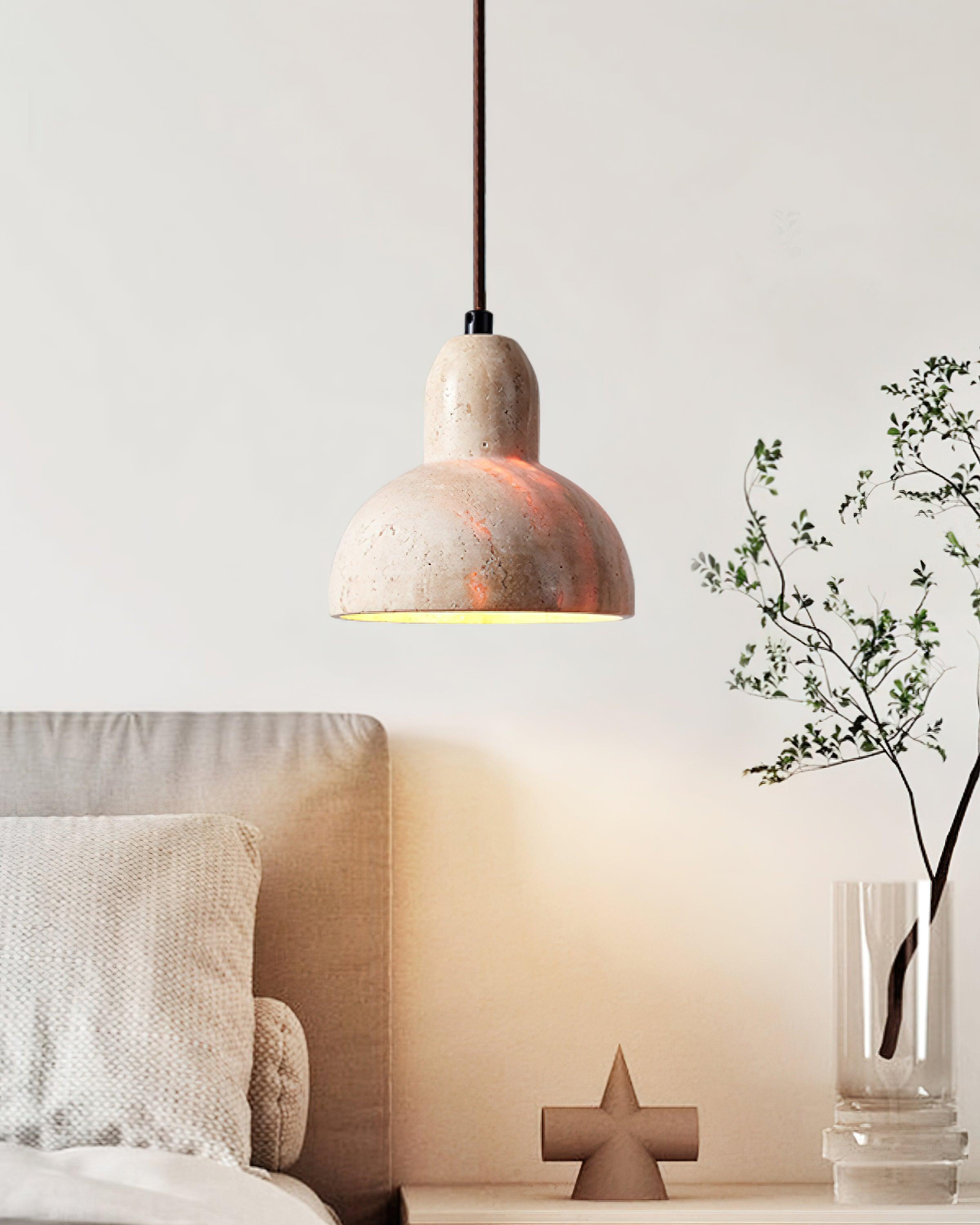 Stone Hanging Lamp E26 40W Natural Texture Overhead Light for Island Counter Breakfast Nook Focused Downlight | Thomler