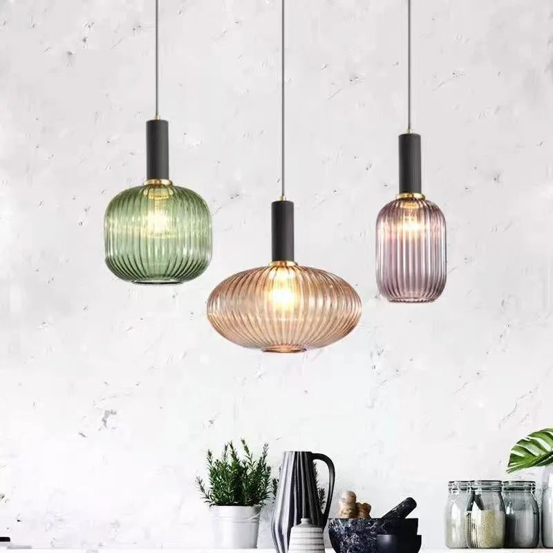 Pendant Light Glass 11.8 in E27 Colored Dining Room Kitchen Island Hanging Ceiling Fixture Vintage Retro | Thomler