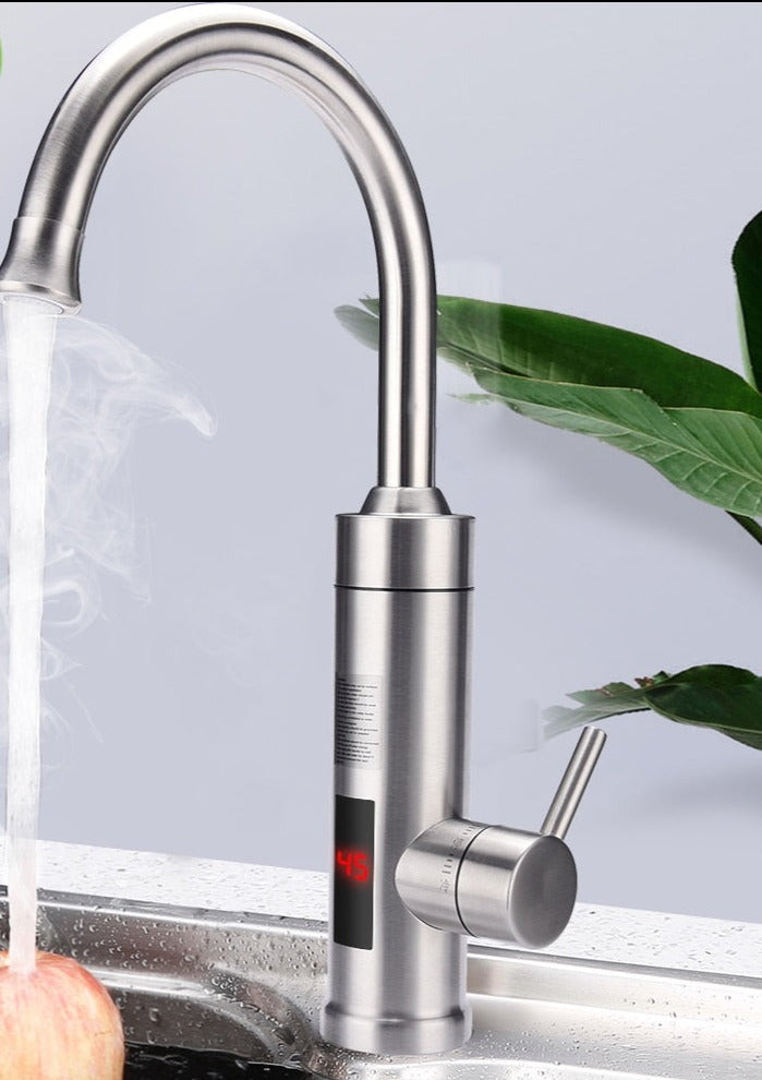 Instant Hot Water Faucet with Digital Temperature Display – Touchless Sensor Kitchen Tap, 3000W Electric Water Heater, Stainless Steel | Thomler