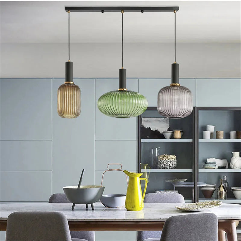 Pendant Light Glass 11.8 in E27 Colored Dining Room Kitchen Island Hanging Ceiling Fixture Vintage Retro | Thomler