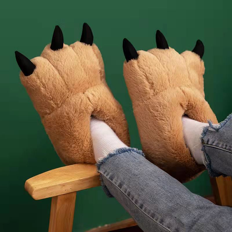 Plush Animal Paw Slippers – Soft Fluffy Claw House Shoes for Women & Men, Cozy Indoor Footwear with Cotton Lining | Thomler