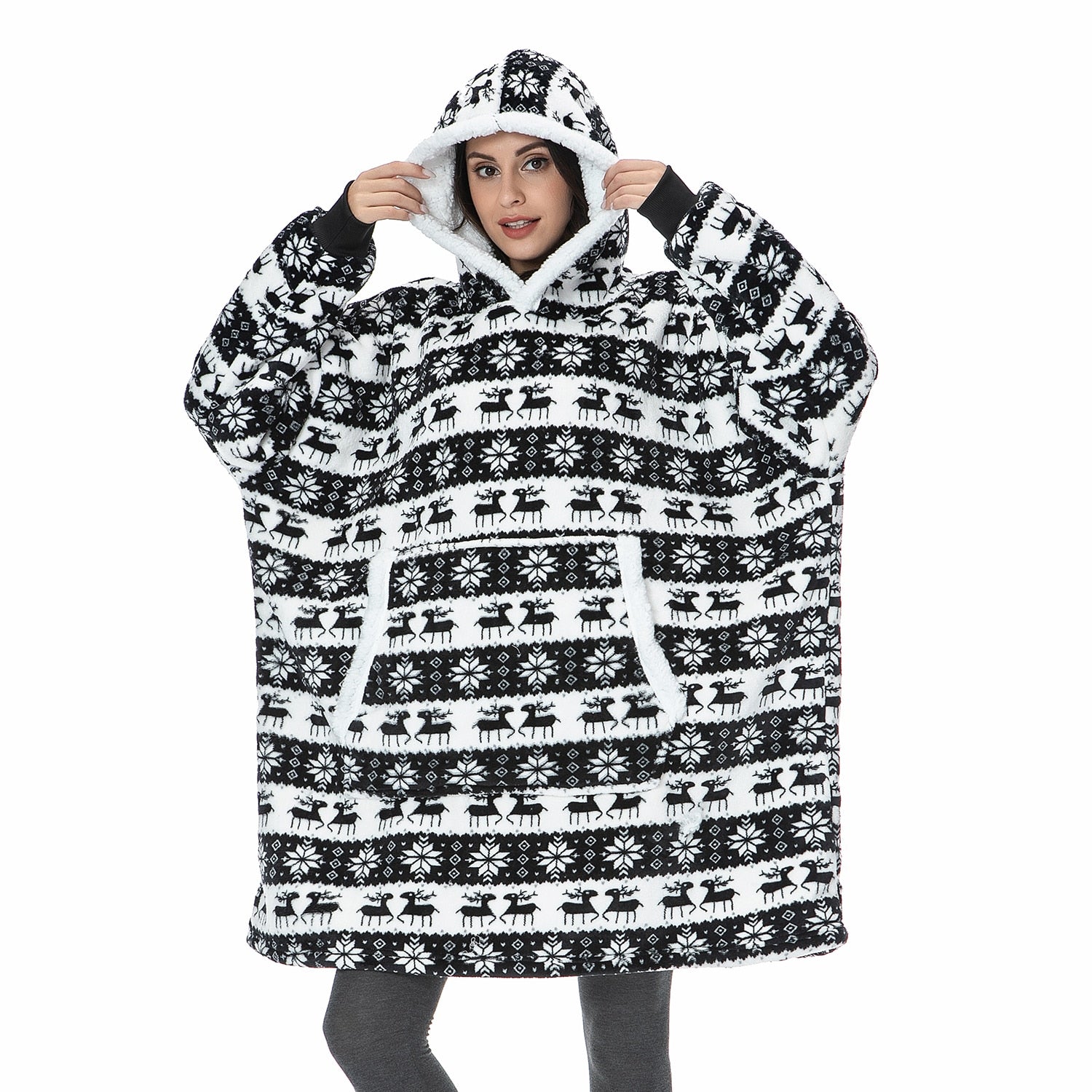 Oversized Wearable Blanket Hoodie with Pocket – Soft Fleece Throw for Couch & Bed – One Size Adults & Teens | Thomler