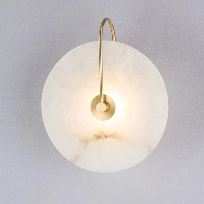 Circular Wall Sconce with Natural Stone & Energy-Efficient LED for Living Room, Bedroom, Hallway | Thomler