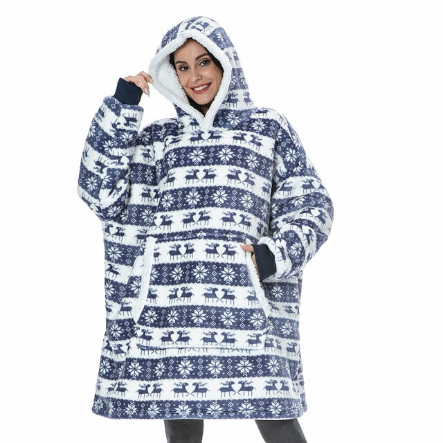 Oversized Wearable Blanket Hoodie with Pocket – Soft Fleece Throw for Couch & Bed – One Size Adults & Teens | Thomler
