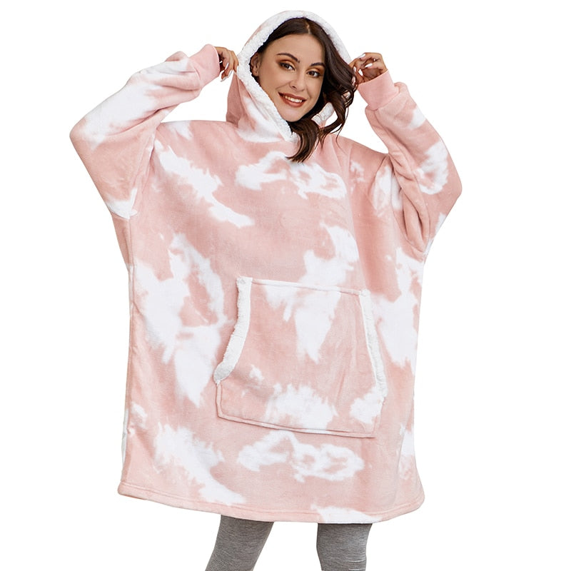 Oversized Wearable Blanket Hoodie with Pocket – Soft Fleece Throw for Couch & Bed – One Size Adults & Teens | Thomler