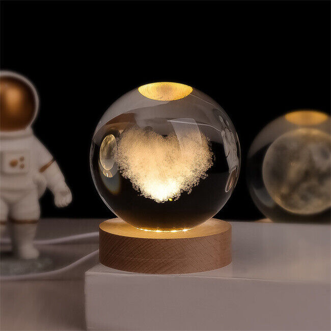 Cosmic Crystal Ball Night Light with LED Color Display | 25 Space Designs | USB Powered Galaxy Sphere Lamp for Bedroom, Living Room & Gift | Thomler