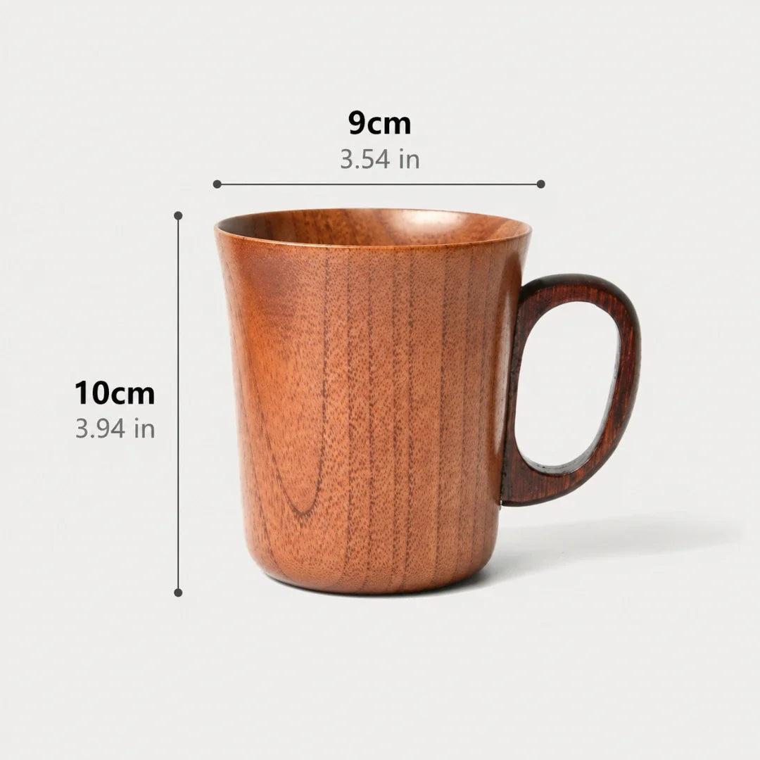 Handcrafted Solid Wood Coffee Mug with Natural Grain Finish – Heat-Insulated & Lightweight for Daily Use | Thomler