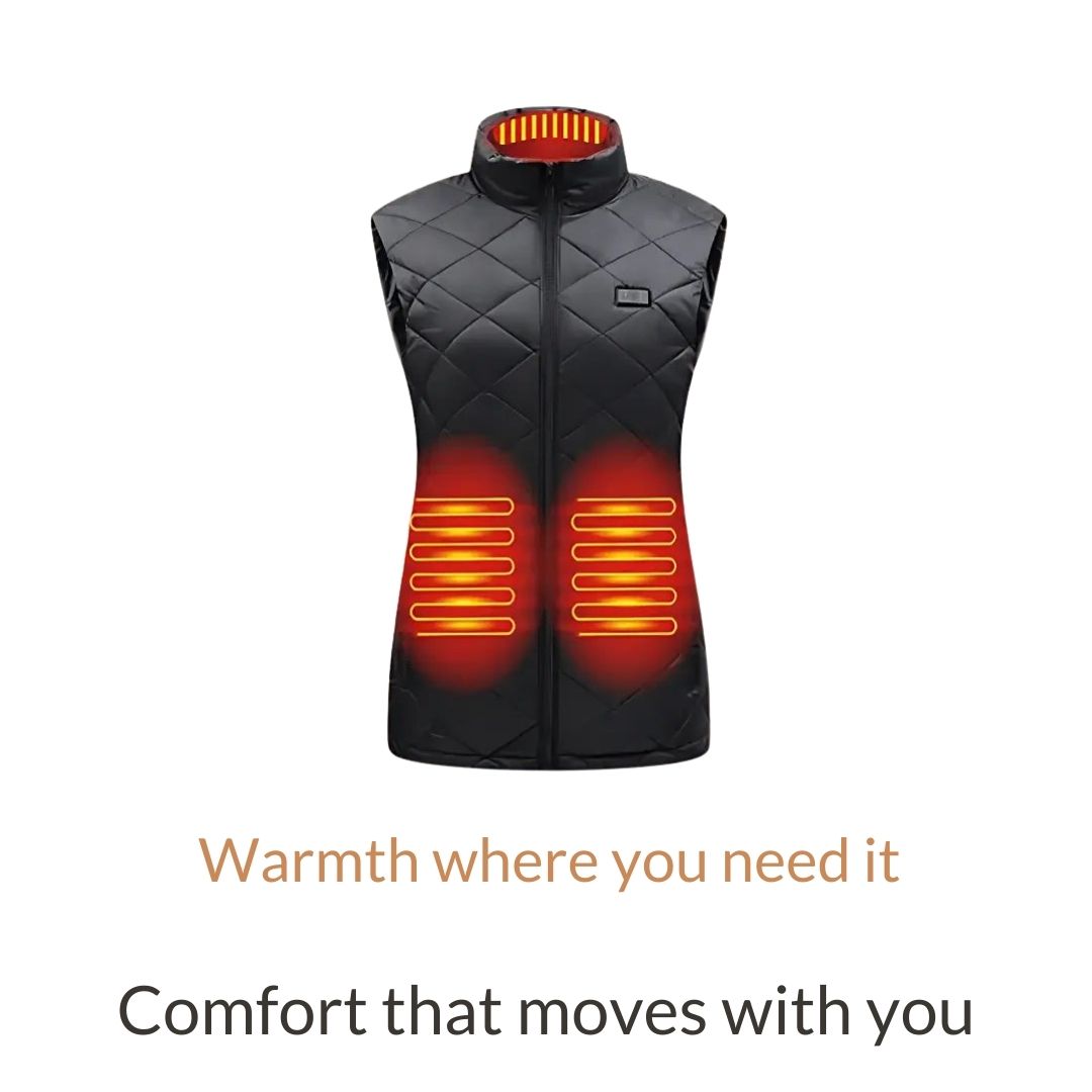 Women's Heated Vest with 9 Warming Zones & 3 Temperature Settings – USB Powered Thermal Gilet | Thomler