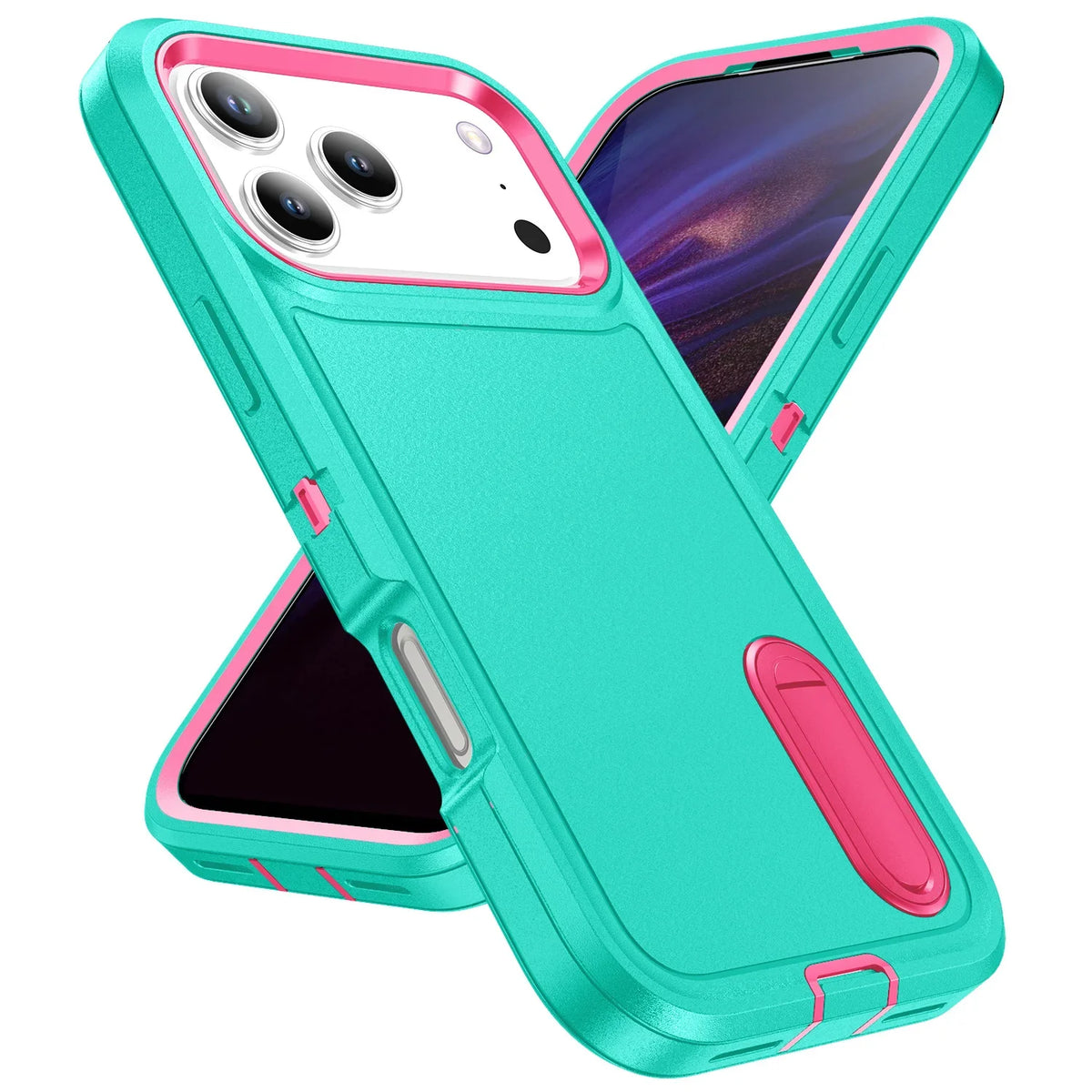 Rugged iPhone Case with Kickstand & Reinforced Corners for 14-17 Series | Drop Protection Armor Cover | Thomler