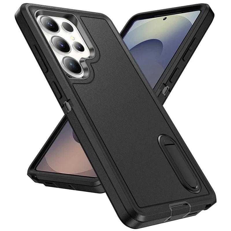 Rugged Armor Phone Case for Samsung Galaxy with Built-In Kickstand & Camera Protection | Military Grade Impact Resistant Cover | Thomler