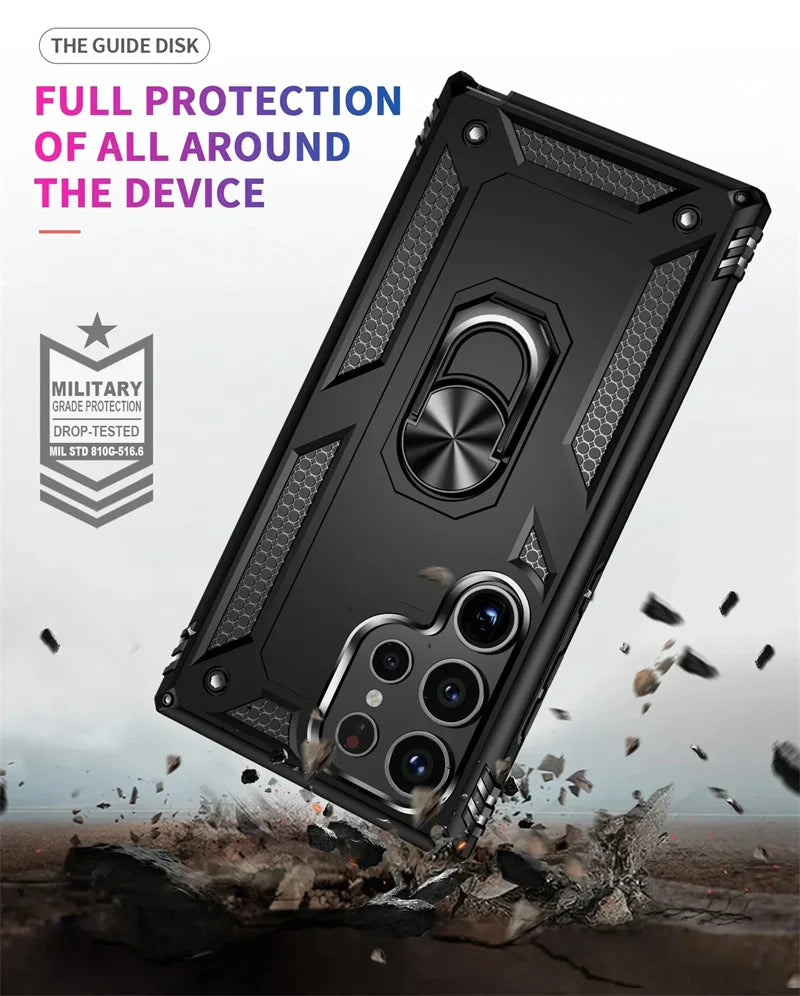 Samsung Galaxy Rugged Case with Ring Stand & Magnetic Mount – Shockproof Hard Shell Cover for Daily Drop Protection | Thomler