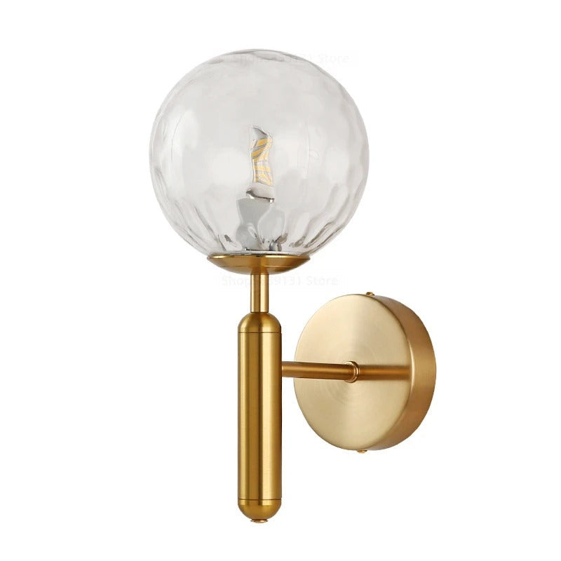 Wall Lamp Glass Globe 5.5 in Black Gold Bedroom Hallway Ambient Lighting Fixture Modern Minimalist Sconce | Thomler