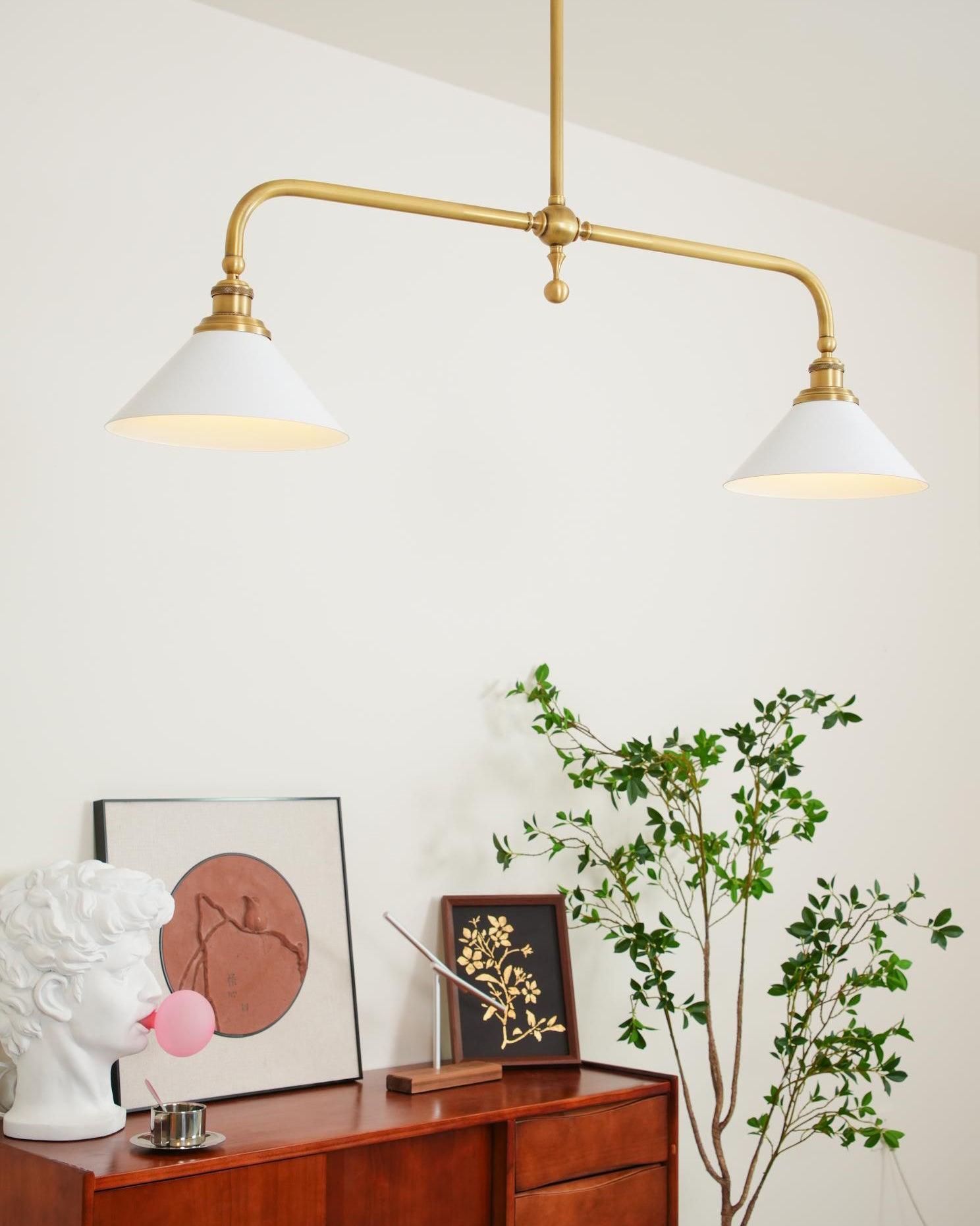 Pendant Light Aluminum Ceramic 40 in Adjustable Dining Table Island Hanging Ceiling Lamp White Modern Minimalist Lighting | Thomler