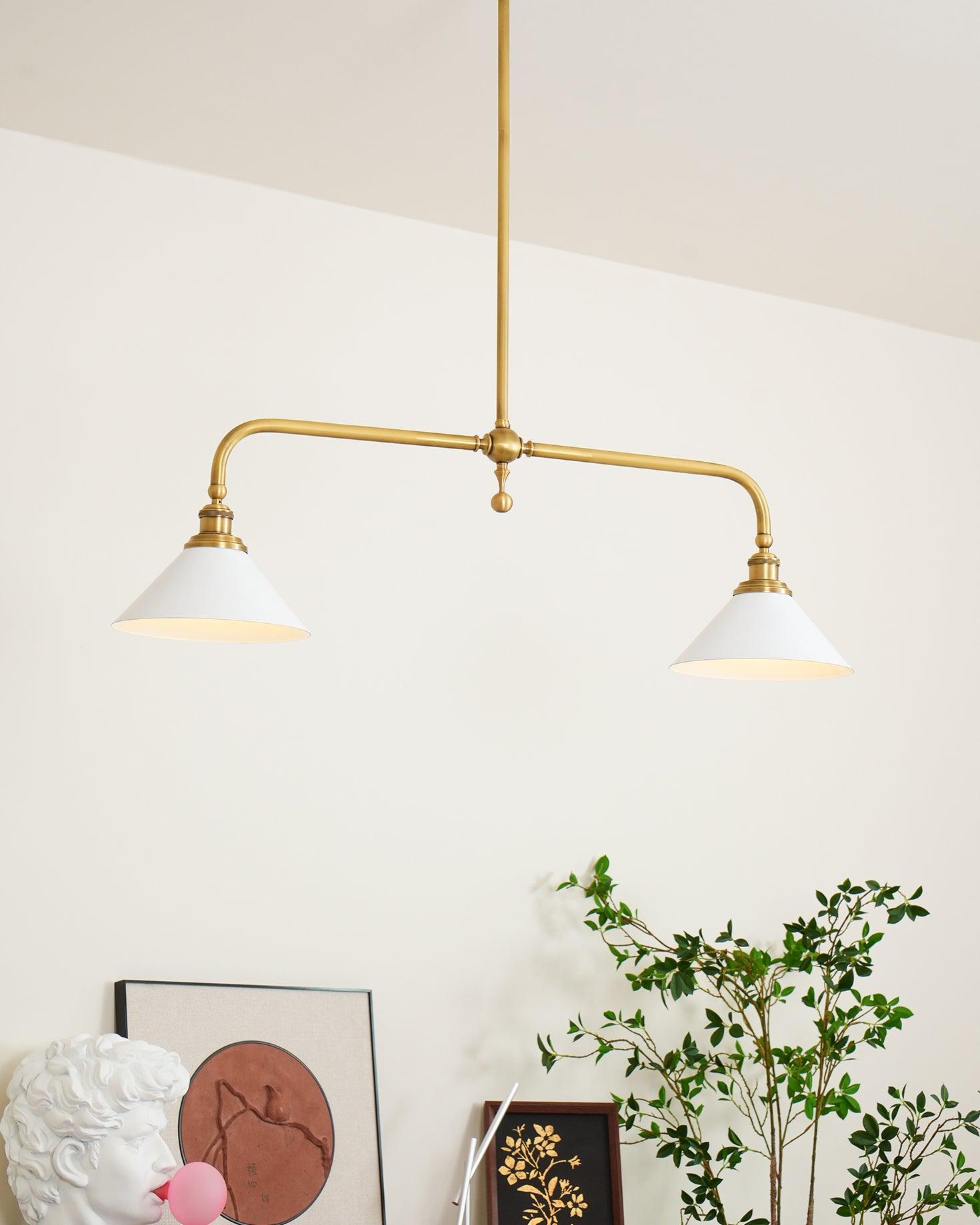 Pendant Light Aluminum Ceramic 40 in Adjustable Dining Table Island Hanging Ceiling Lamp White Modern Minimalist Lighting | Thomler