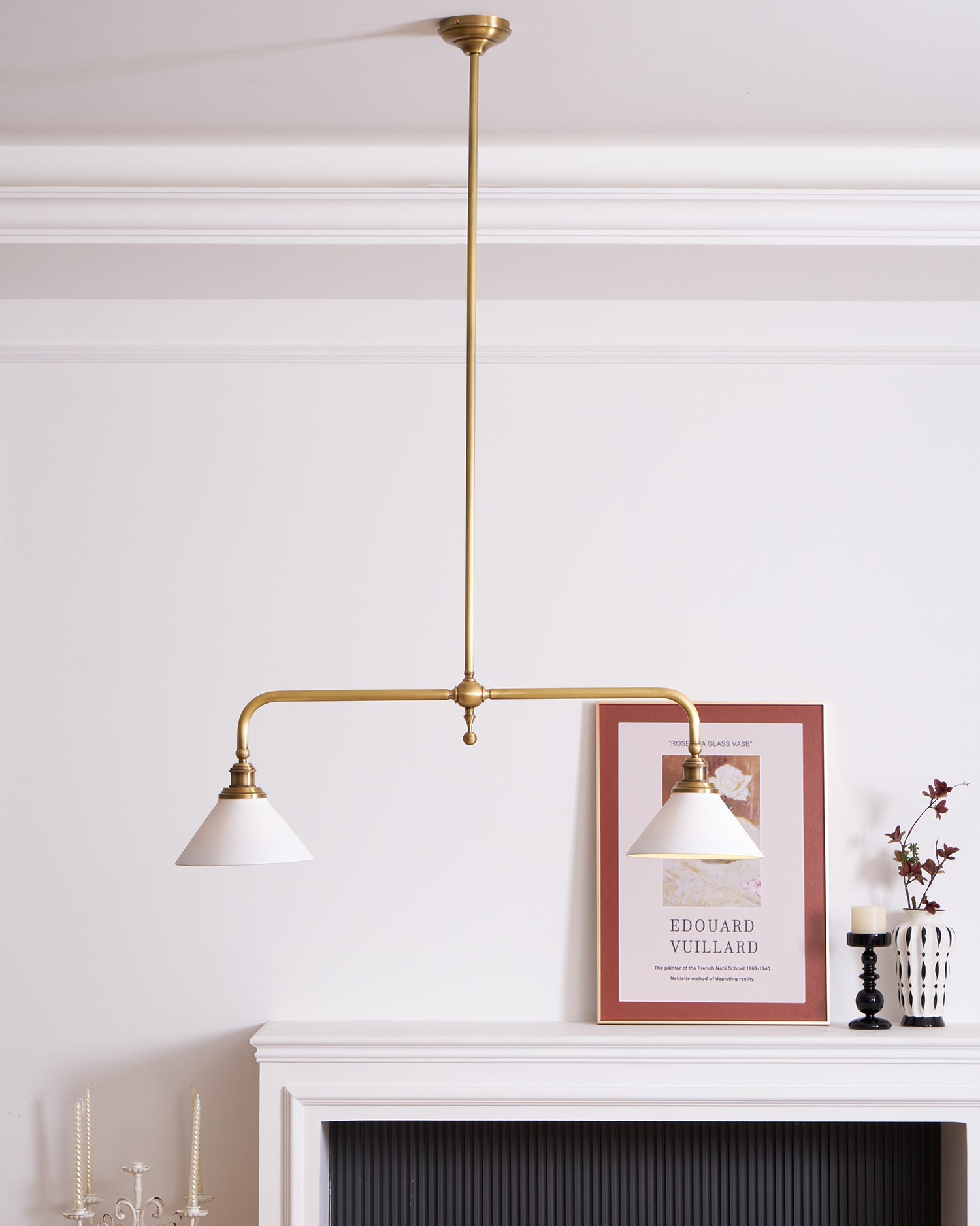 Pendant Light Aluminum Ceramic 40 in Adjustable Dining Table Island Hanging Ceiling Lamp White Modern Minimalist Lighting | Thomler