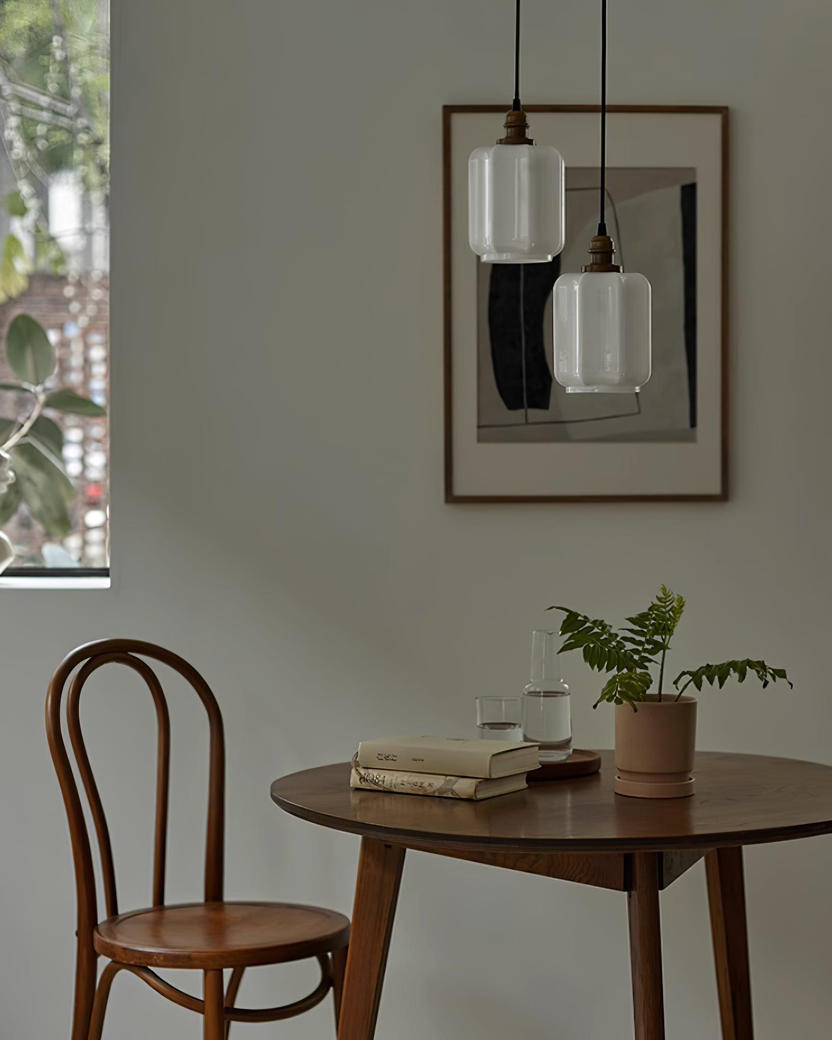 Pendant Light Glass Globe 5.9 in White Brass Bedroom Dining Room Hanging Ceiling Fixture Adjustable Cord | Thomler