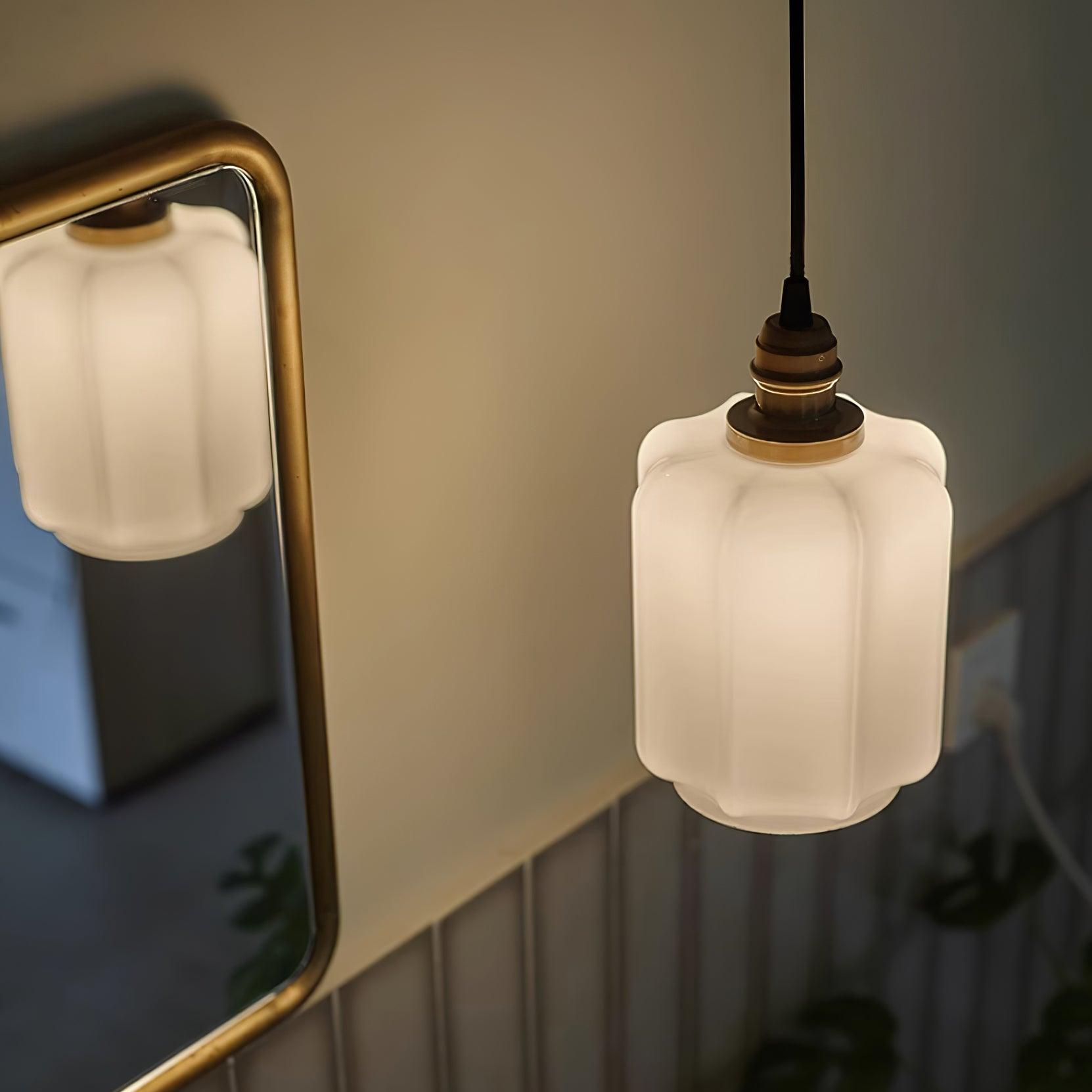 Pendant Light Glass Globe 5.9 in White Brass Bedroom Dining Room Hanging Ceiling Fixture Adjustable Cord | Thomler