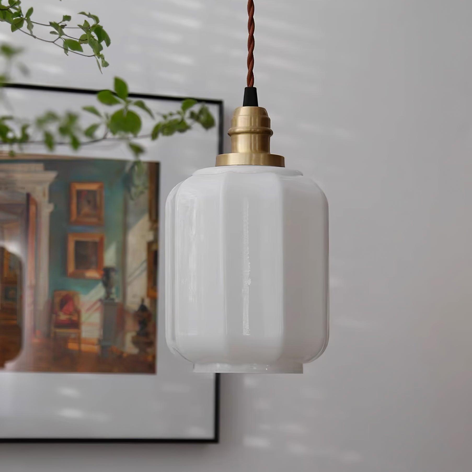 Pendant Light Glass Globe 5.9 in White Brass Bedroom Dining Room Hanging Ceiling Fixture Adjustable Cord | Thomler