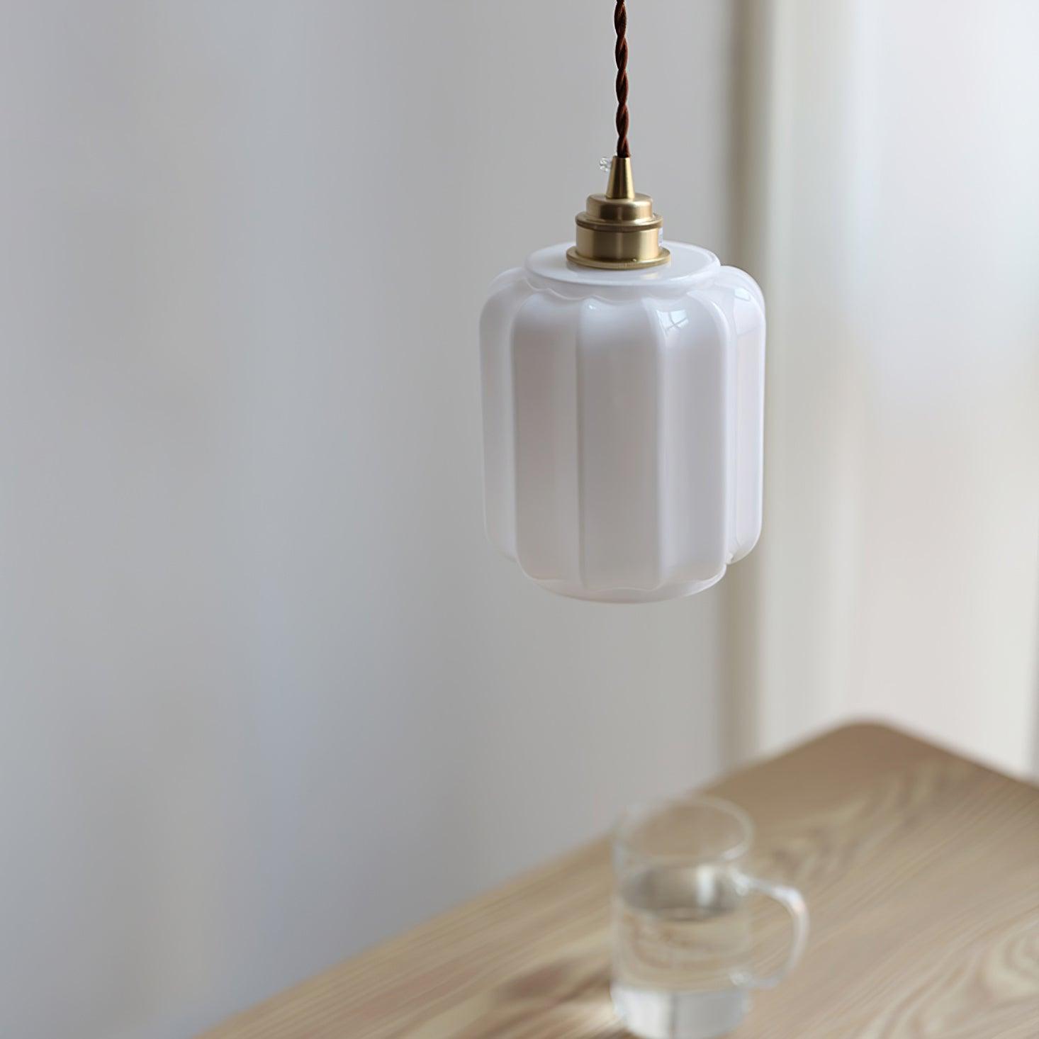 Pendant Light Glass Globe 5.9 in White Brass Bedroom Dining Room Hanging Ceiling Fixture Adjustable Cord | Thomler
