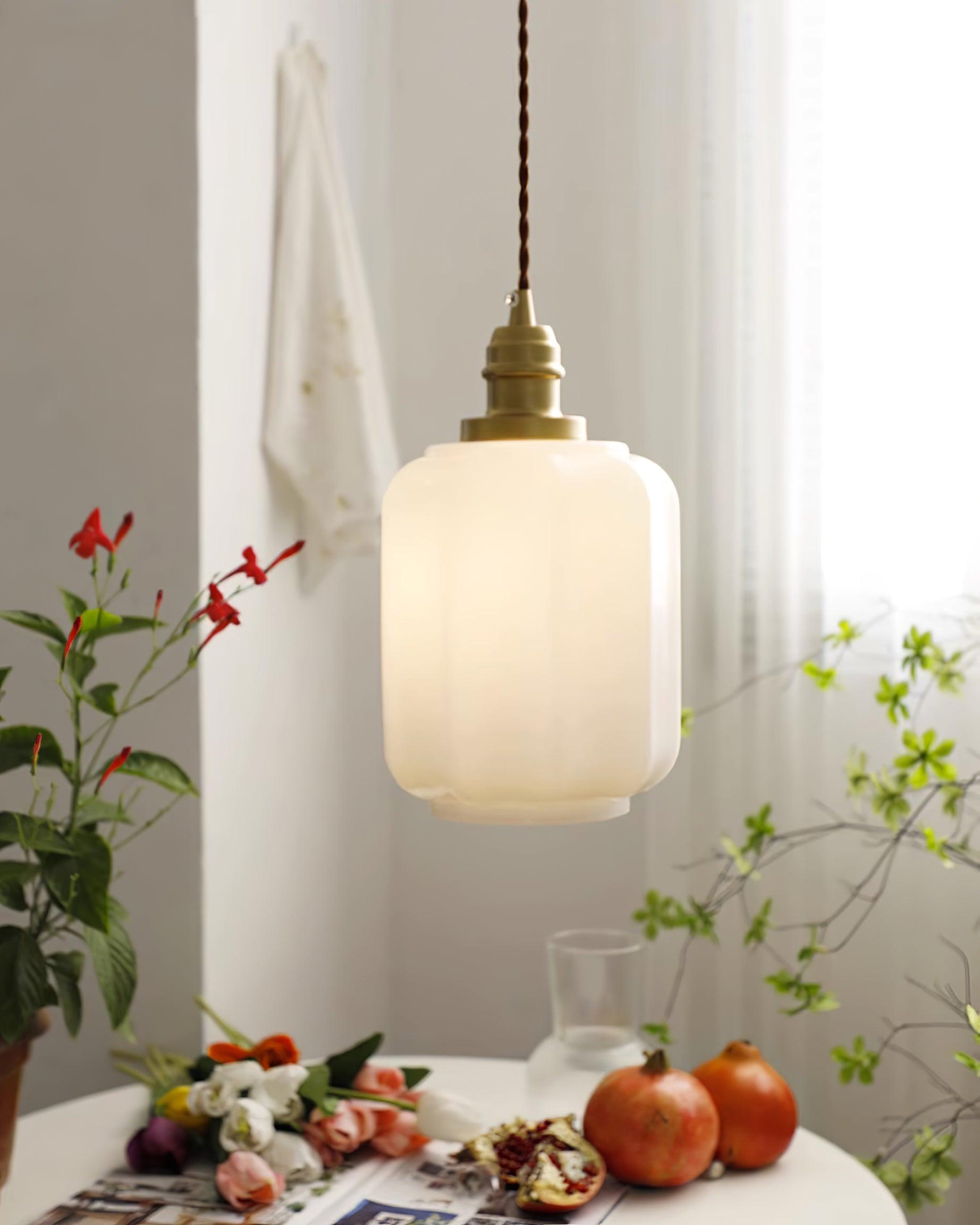 Pendant Light Glass Globe 5.9 in White Brass Bedroom Dining Room Hanging Ceiling Fixture Adjustable Cord | Thomler