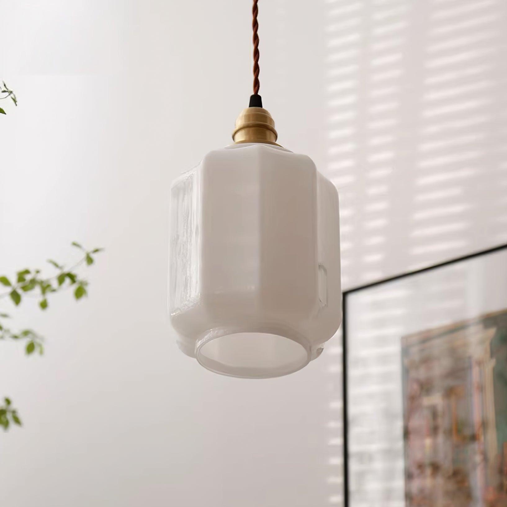 Pendant Light Glass Globe 5.9 in White Brass Bedroom Dining Room Hanging Ceiling Fixture Adjustable Cord | Thomler