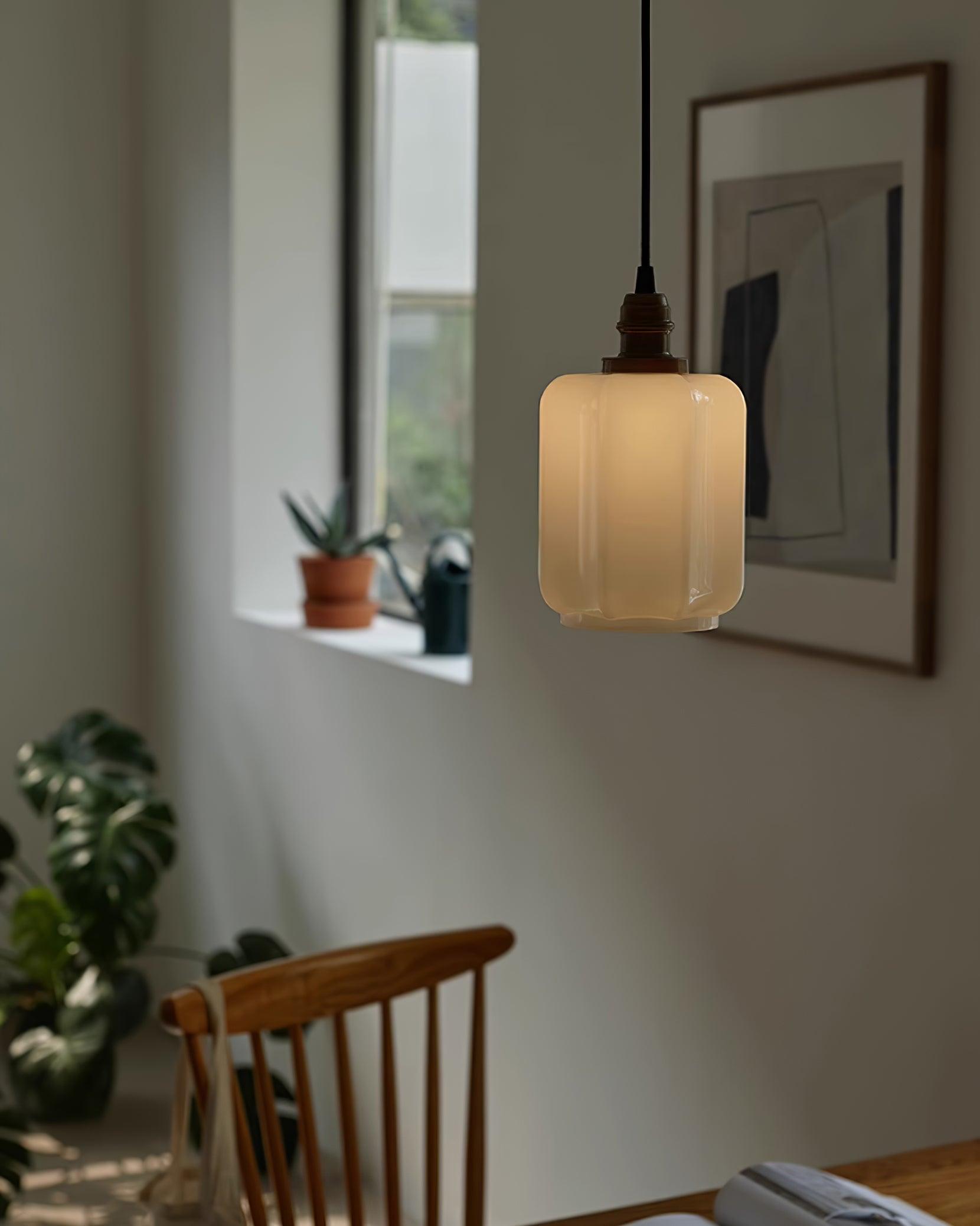 Pendant Light Glass Globe 5.9 in White Brass Bedroom Dining Room Hanging Ceiling Fixture Adjustable Cord | Thomler