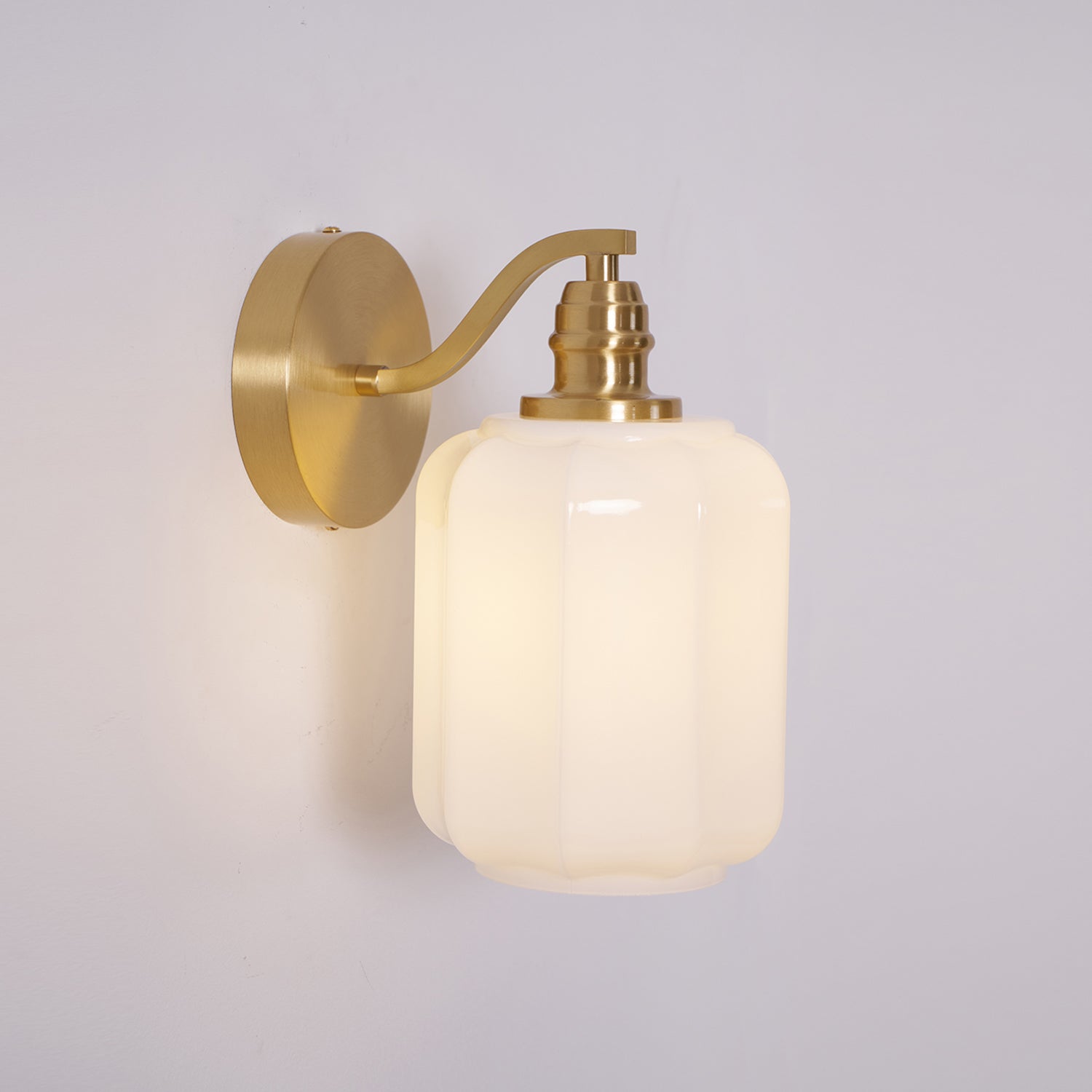 Wall Lamp Brass 9.8 in White Glass Indoor Bedroom Living Room Accent Light | Thomler