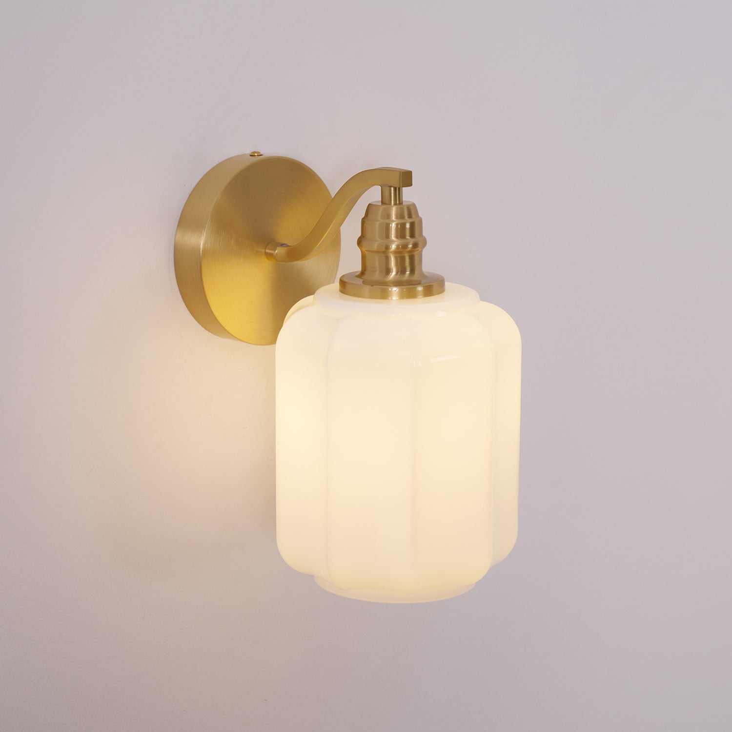 Wall Lamp Brass 9.8 in White Glass Indoor Bedroom Living Room Accent Light | Thomler