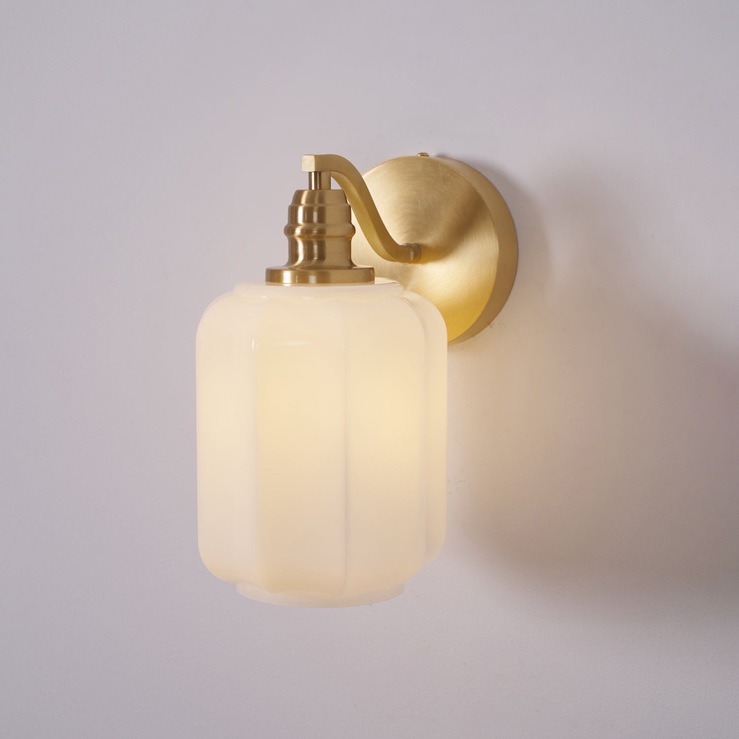 Wall Lamp Brass 9.8 in White Glass Indoor Bedroom Living Room Accent Light | Thomler