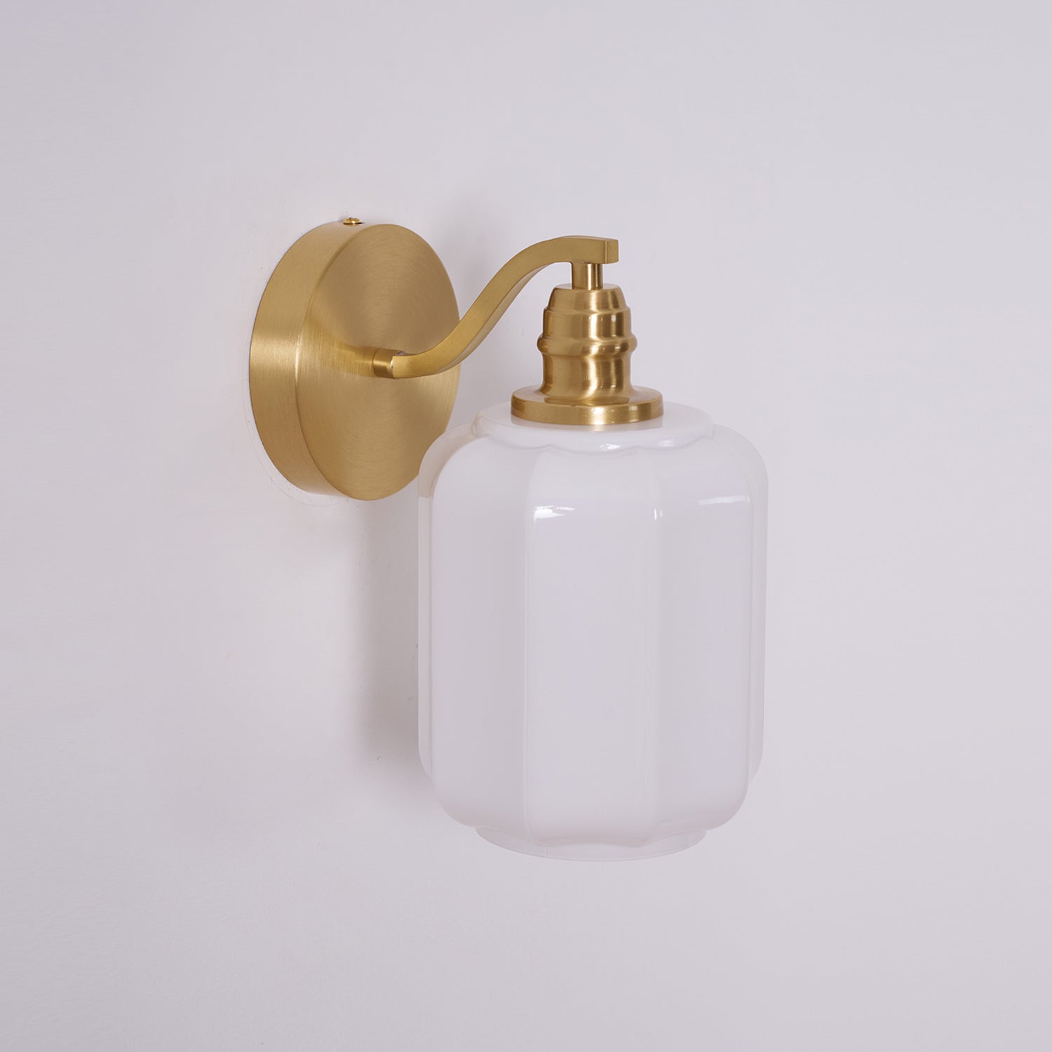 Wall Lamp Brass 9.8 in White Glass Indoor Bedroom Living Room Accent Light | Thomler