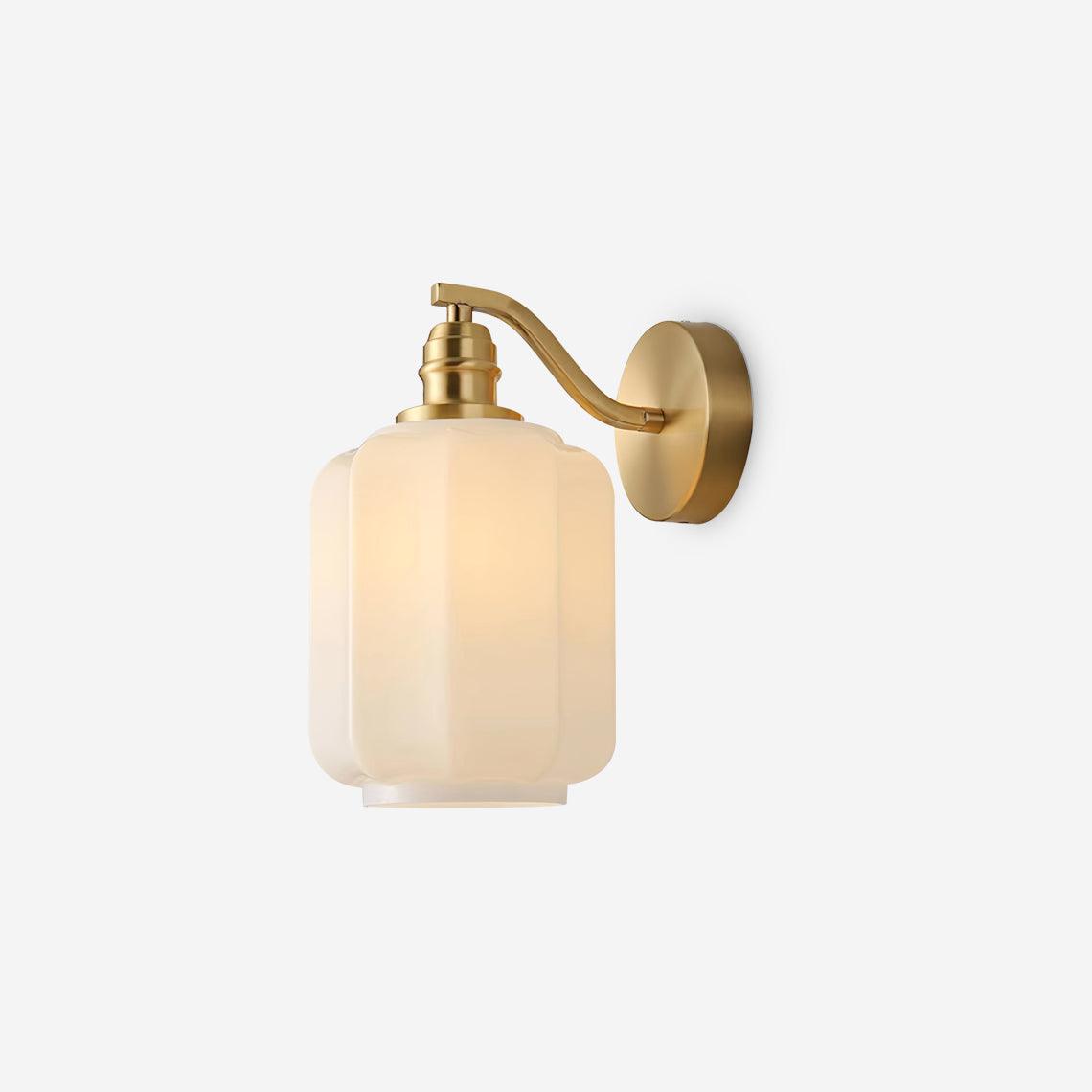 Wall Lamp Brass 9.8 in White Glass Indoor Bedroom Living Room Accent Light | Thomler