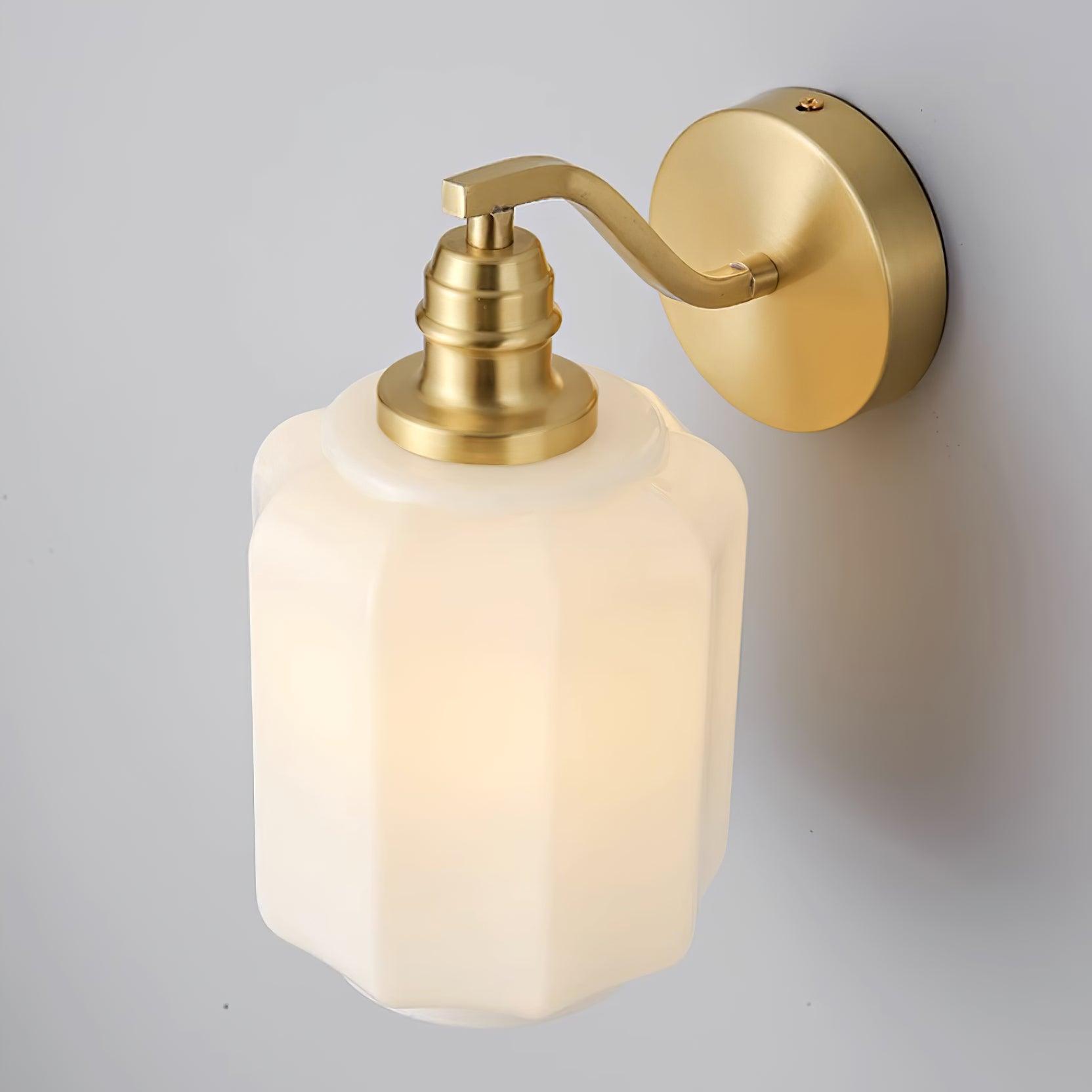 Wall Lamp Brass 9.8 in White Glass Indoor Bedroom Living Room Accent Light | Thomler